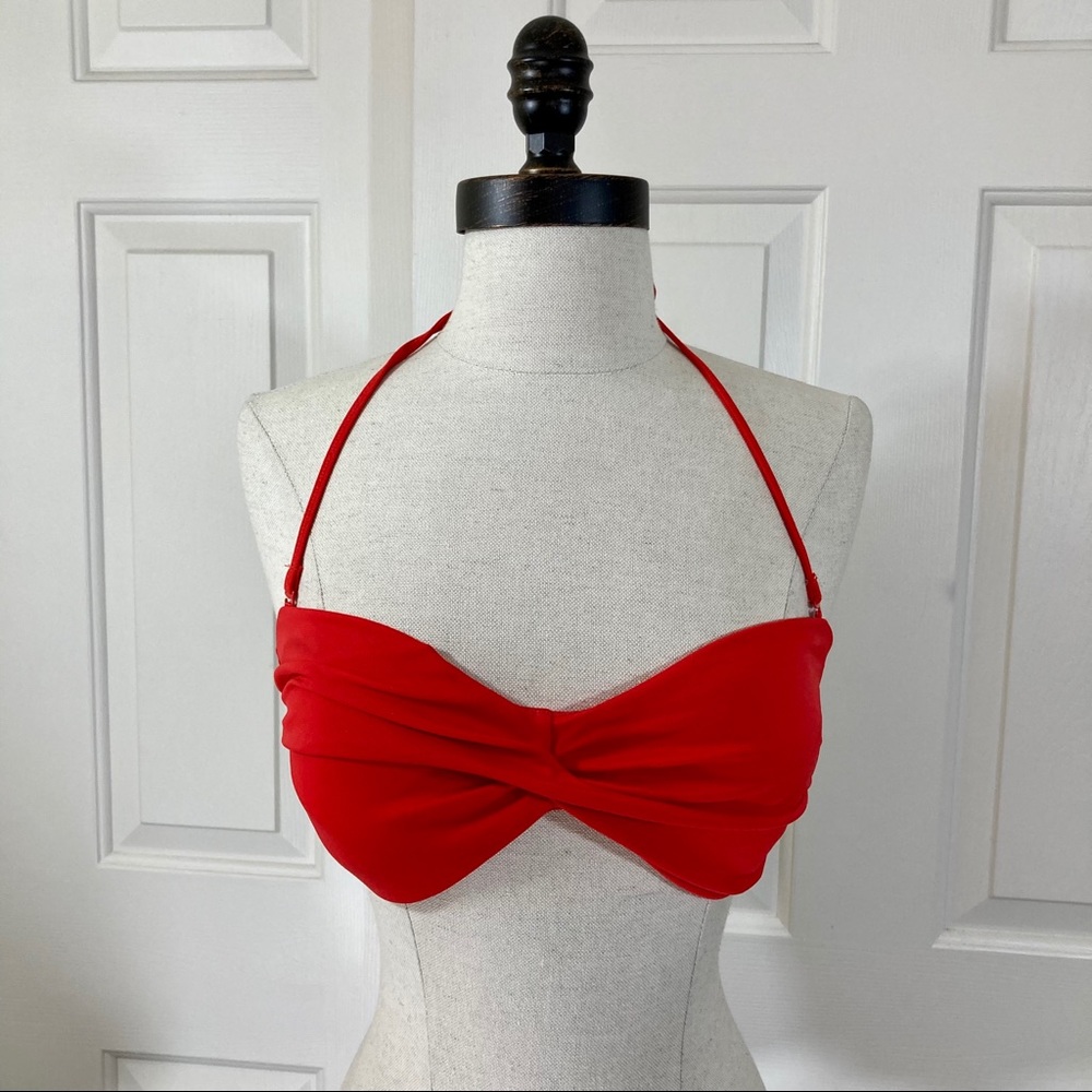 Topshop red twisted bikini halter top size 8